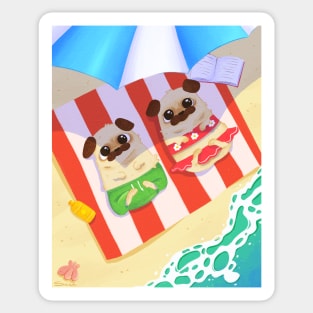 Beach Pugs Sticker